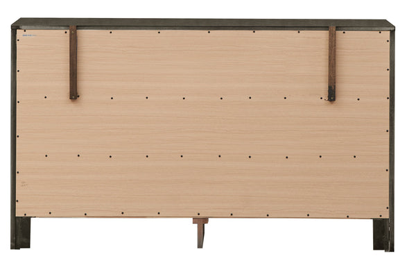 English Elm Burlington modern 6-drawer dresser with nickel hardware, dove-tailed drawers and durable wood veneer finish for stylish bedroom storage Gray 19 L x 60 W x 37 H B078108127