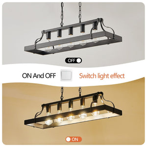 English Elm 34-inch Matte Black Iron Linear Chandelier Five Sockets Industrial Farmhouse Dining W1340P251925