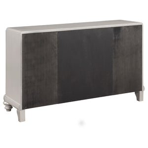 English Elm Mendelsohn Metallic Platinum Mirrored 5-Drawer Server with 2 Doors — Glam Art Deco Sideboard, Storage B062P353469
