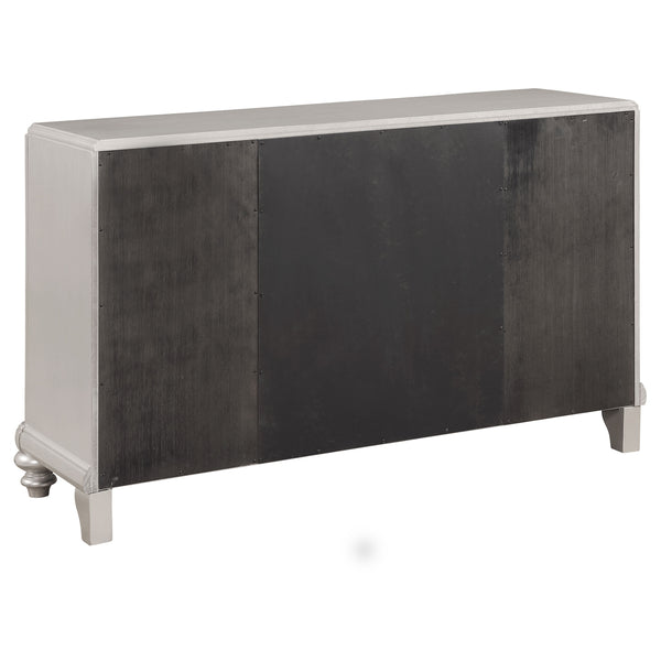 English Elm Mendelsohn Metallic Platinum Mirrored 5-Drawer Server with 2 Doors — Glam Art Deco Sideboard, Storage B062P353469