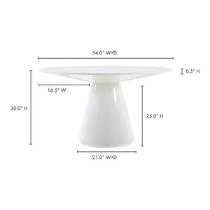 English Elm Otago 54 Inch Round Dining Table Geometric Base High Gloss Lacquer Modern Finish B2769S00007