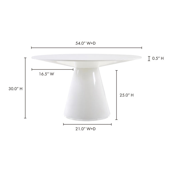 English Elm Otago 54 Inch Round Dining Table Geometric Base High Gloss Lacquer Modern Finish B2769S00007