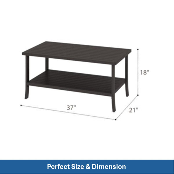 English Elm 3-piece Outdoor Steel Patio Conversation Set with Thick Cushions and Coffee Table Beige B082S00123