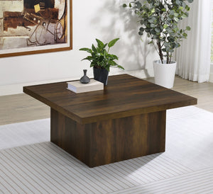 English Elm Square Dark Pine Plinth Base Coffee Table Rustic Industrial Living Room Accent B016P472950