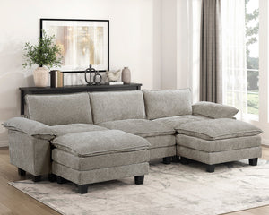 English Elm Modern Chenille Ottoman 34"x26" Plush High-Density Foam & Pocket Coils Durable Plywood Frame Seating 34" B011P353081