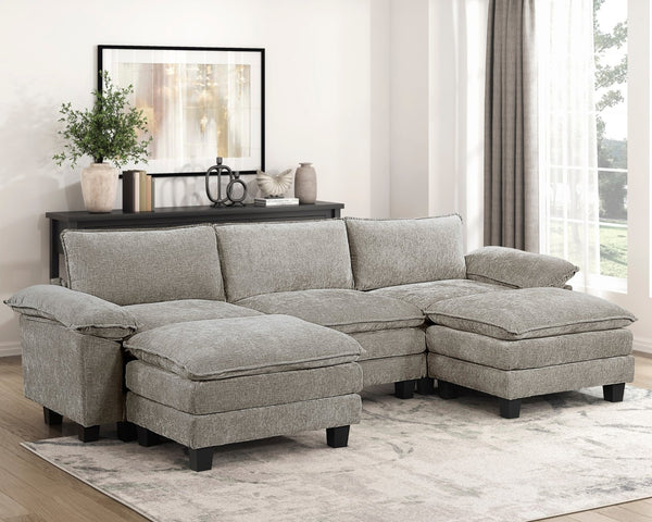 English Elm Modern Chenille Upholstered Sofa Arm Set with Adjustable Pillow Top for Sectionals B011P353085