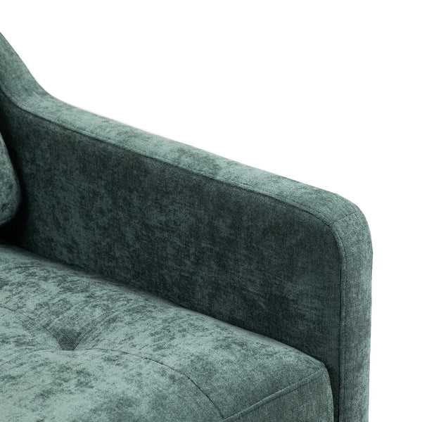 English Elm Accent Comfy chenille chair with USB charging, ergonomic wide back, high-rebound sponge, retro wooden legs Dark Green W2715P312490