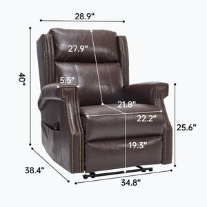 English Elm Emon's Overstuffed Chenille Power Lift Recliner with Massage Heat and Charging Ports Antique Brown W1803S00092