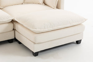 English Elm Modern Chenille Sectional Sofa Modular Sleeper with Ottoman Chaise and Waist Pillows W2530S00020