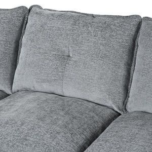 English Elm U_STYLE U-Shaped Chenille Sectional Sofa with Adjustable Armrests, 6-Seater, Removable Covers, Durable Construction Gray WY000430AAE