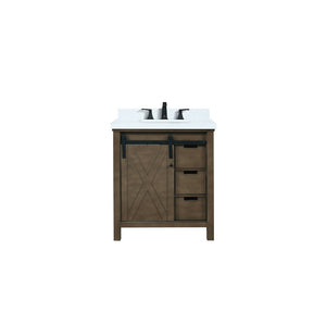 English Elm Rustic Brown Bath Vanity With Cultured Marble Top & Faucet Set - Modern Storage & Timeless Charm B2731P260115-GIGA