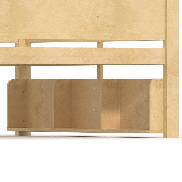 English Elm Queen Over Solid Pine Bunk Bed with Built in Shelves and Tray for Guest Rooms Natural W5305S00009