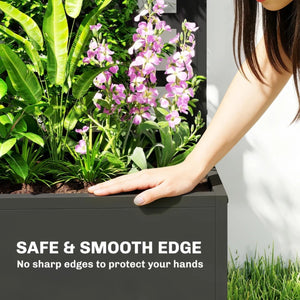 English Elm Planter Box with Built-in Trellis Galvanized Steel Raised Garden Bed Matte Black Outdoor T3971P476156