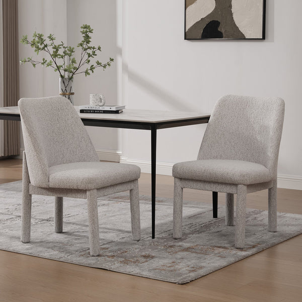 English Elm 21.46" Modern Minimalist Chenille Dining Chair Set of 2 with Rubberwood Legs, Curved High Back Comfort Beige W3189P351609