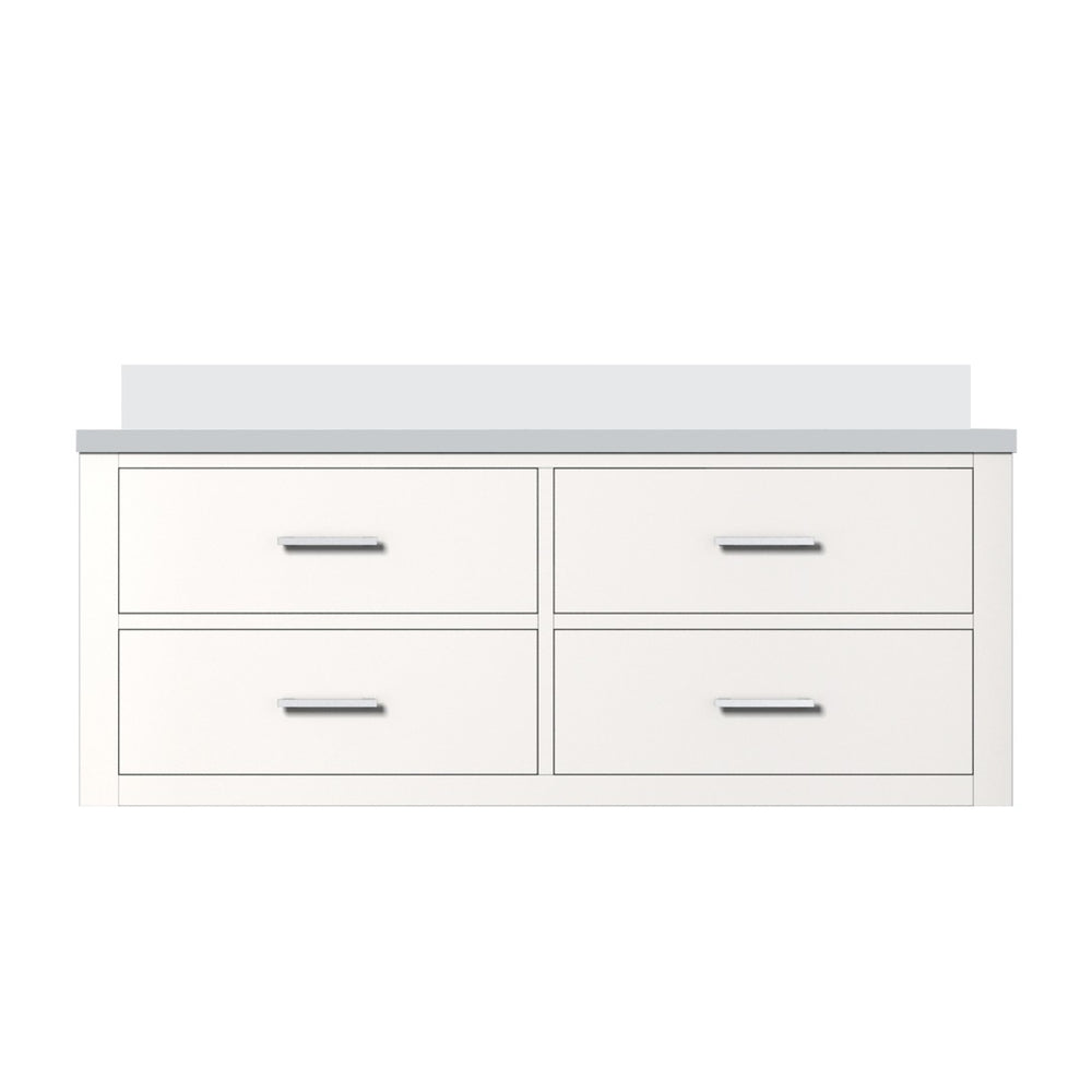 English Elm White Single Bath Vanity 48" W X 22" D With White Quartz Top - Modern Design, Soft-Close & Storage Solution B2731P258019-GIGA