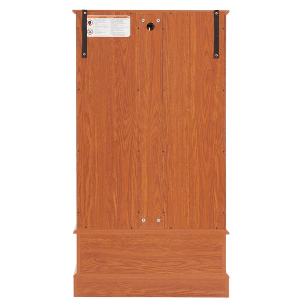 English Elm Lighted Glass Curio Cabinet - Elegant Dark Oak Display With Adjustable Shelves, Built-In Drawer & Bulb W1758P300114