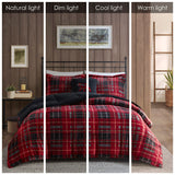 Woolrich Alton Lodge/Cabin Plush to Sherpa Down Alternative Comforter Set WR10-3103 Red Plaid