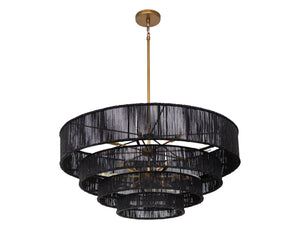Sunpan Lumina Chandelier - Stunning 14-Bulb Design, Elegant Wall Mount, Perfect for Modern Home Décor Antique Brass, Black Jute