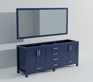 English Elm Navy Double Bath Vanity 84" W x 22" D with Two 34" Mirrors, 14 Drawers, Ample Wood Storage, Ready B2731S00566