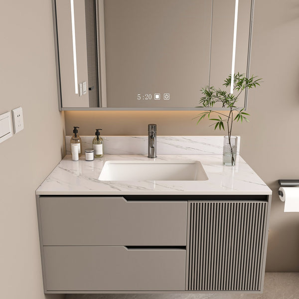 English Elm 37 Inch Marble Vanity Top - Elegant Bianco Carrara With Undermount Sink & 4" Backsplash For Style W2700P194074
