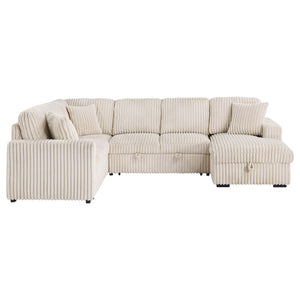 English Elm Thurston Corduroy Sectional Sofa with Hidden Chaise Storage and Pop-up Sleeper Camel B062S01483