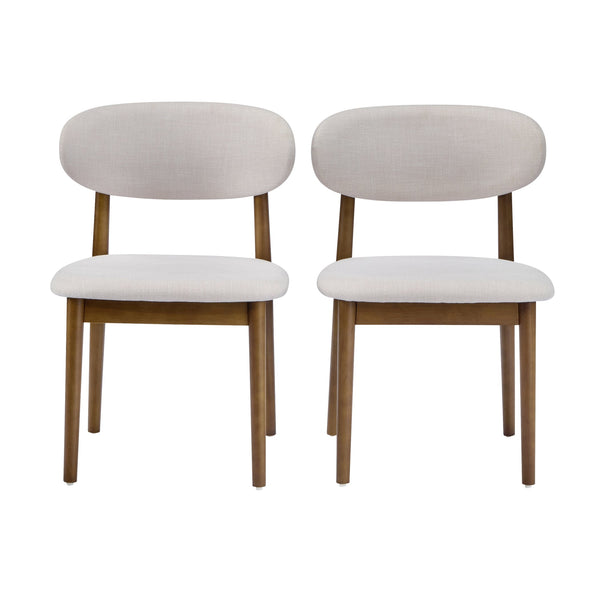 English Elm Christopher Knight Home® - Modern Walnut Side Chair Set Of 2: Beige Upholstery, Solid Wood Frame & Foam Cushion For Comfort N768P331579W