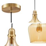 INK+IVY Auburn Transitional Auburn Bell Shaped Hanging Glass Pendant Light FB151-1188 Gold/Amber