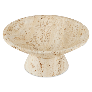 Lubo Travertine Bowl – Elegant Tan Centerpiece with Unique Swirling Design for Modern Decor