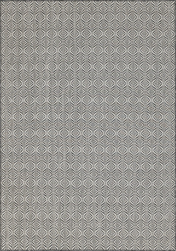 Unique Loom Outdoor Trellis Deco Trellis Machine Made Trellis Rug Charcoal, Gray/Ivory 7' 1" x 10' 0"