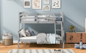 English Elm Twin Twin-over-Full Bunk Bed with Attached Ladder and Full-Length Guardrails for Safe Space-Saving Sleep Gray SM000118AAE-1