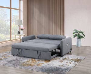 English Elm Ravenna Linen Sleeper Sofa with Built-in Charging Station Tufted Cushions Guest Bed B2749P413197