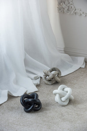 English Elm 6x6x6" Marble Chain Sculpture — Minimalist Interlocking Abstract Accent for Mantel, Table, Shelf Cream W2078P357110