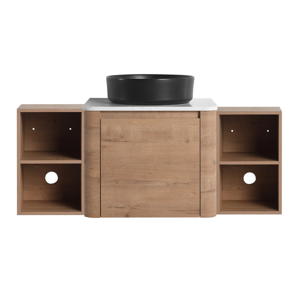 English Elm 48'' Wall-Mounted Bathroom Vanity With Soft-Close Door, Elegant Ceramic Sink & Ample Storage Shelves W999S00409