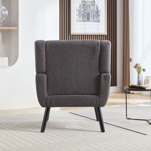 English Elm Modern Pu Leather Ergonomic Accent Chair with Padded Arms and Matte Black Legs Grey W676P172469