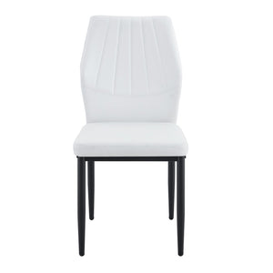 English Elm Table and Chair Set Modern Marble Glass Top with Four Pu Leather Seats for Dining W1151S04662