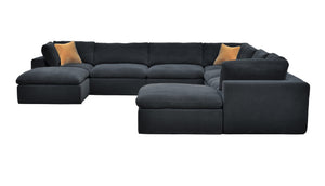 English Elm Coffee Bean Textured Modular Sectional Low Profile Lounge Sofa with Toss Pillows Dark Gray B2748S00084