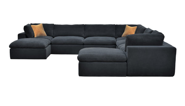 English Elm Coffee Bean Textured Modular Sectional Low Profile Lounge Sofa with Toss Pillows Dark Gray B2748S00084