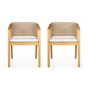 English Elm Christopher Knight Home® - Dining Rope-Backrest Chair Set of 2 with Removable Cushions, Acacia Wood Frame, Non-Slip Pads, Straps N779P210772L