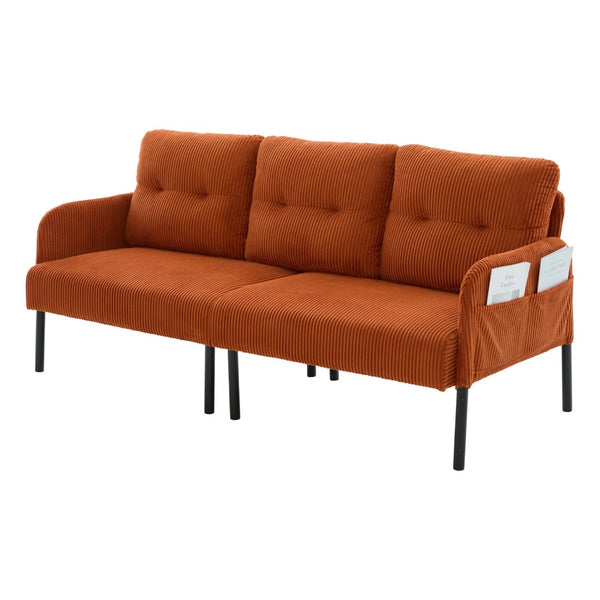 English Elm United We Win Corduroy Loveseat Plush Ergonomic Sofa with Spring Support Metal Legs Orange W1568P410045