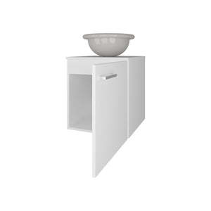English Elm FM Modern Floating Bathroom Vanity with Integrated Sink and Soft-Close Door for Sleek Storage White 26.4 L x 22.4 W x 11.4 H B128P293879
