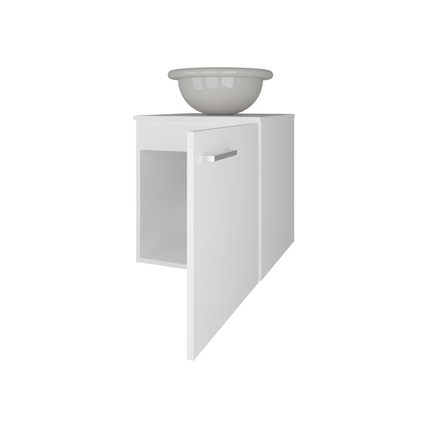 English Elm FM Modern Floating Bathroom Vanity with Integrated Sink and Soft-Close Door for Sleek Storage White 26.4 L x 22.4 W x 11.4 H B128P293879