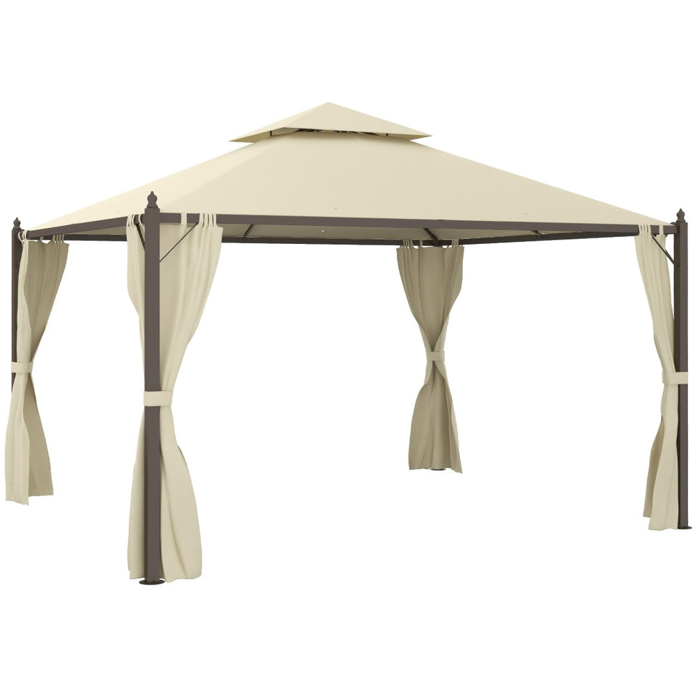 English Elm Outsunny 10' X 12' Steel Outdoor Patio Gazebo With Privacy Curtains, Two-Tier Roof & Versatile Design W2225P200753-GIGA