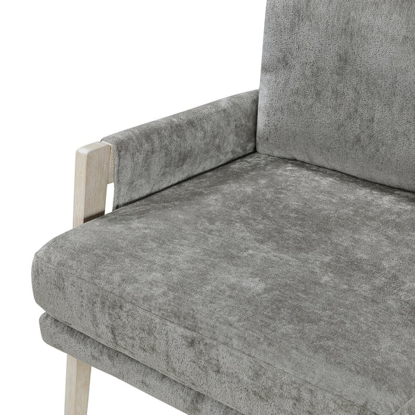 English Elm Modern Accent Chair with Chenille Upholstery, Solid Wood Frame, Plush Seat & Back for Living Room Comfort Brown Gray 30.25 L x 29.5 W x 17.5 H B011P281852