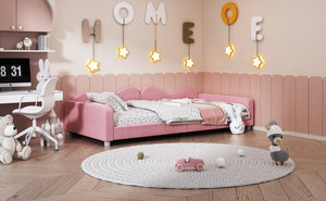 English Elm Twin Sherpa Upholstered Daybed with Cloud-Shaped Backrest, Cozy Sofabed Design, No Box Spring Needed Pink 42.5 L x 25.5 W x 8 H N733P234602H