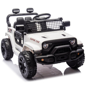English Elm 24v Kids Ride on Car with Parental Remote Four Wheel Suspension Led Lights Bluetooth White W1578P235083
