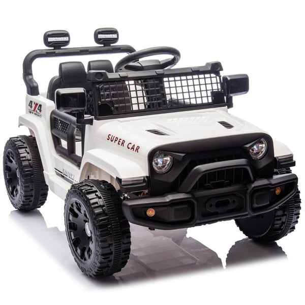 English Elm 24v Kids Ride on Car with Parental Remote Four Wheel Suspension Led Lights Bluetooth White W1578P235083