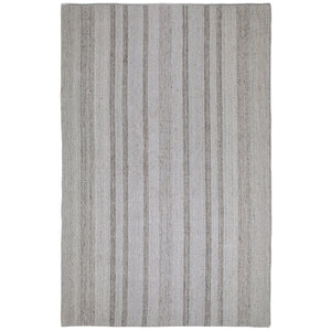 English Elm Hodges Handwoven 6x9 Area Rug Ivory & Grey Geometric Stripes Durable Wool-Cotton Blend Indoor B136P188389