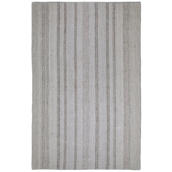 English Elm Hodges Handwoven 6x9 Area Rug Ivory & Grey Geometric Stripes Durable Wool-Cotton Blend Indoor B136P188389