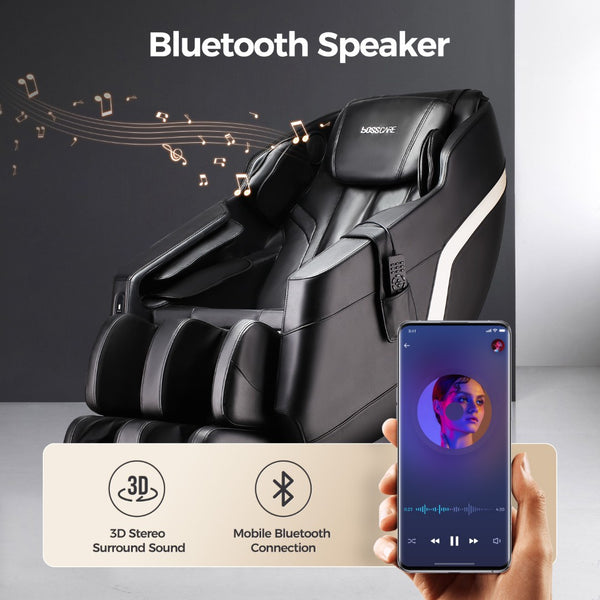 English Elm Massage Recliner Sl Track Full Body Airbag Zero Gravity Chair with Bluetooth Speaker W73063480