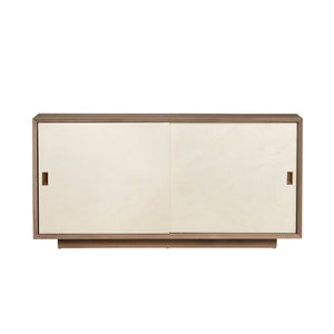 Crestview Collection Rustic 4 Door Media Credenza - Elegant Bayur Wood Sideboard With Cream Doors & Cord Management Brown Solid Wood Cvfdr1049